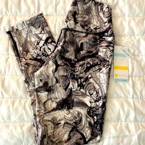 Zella Yoga + Studio Leggings/Black Marbelized Print -Large/NWT $49